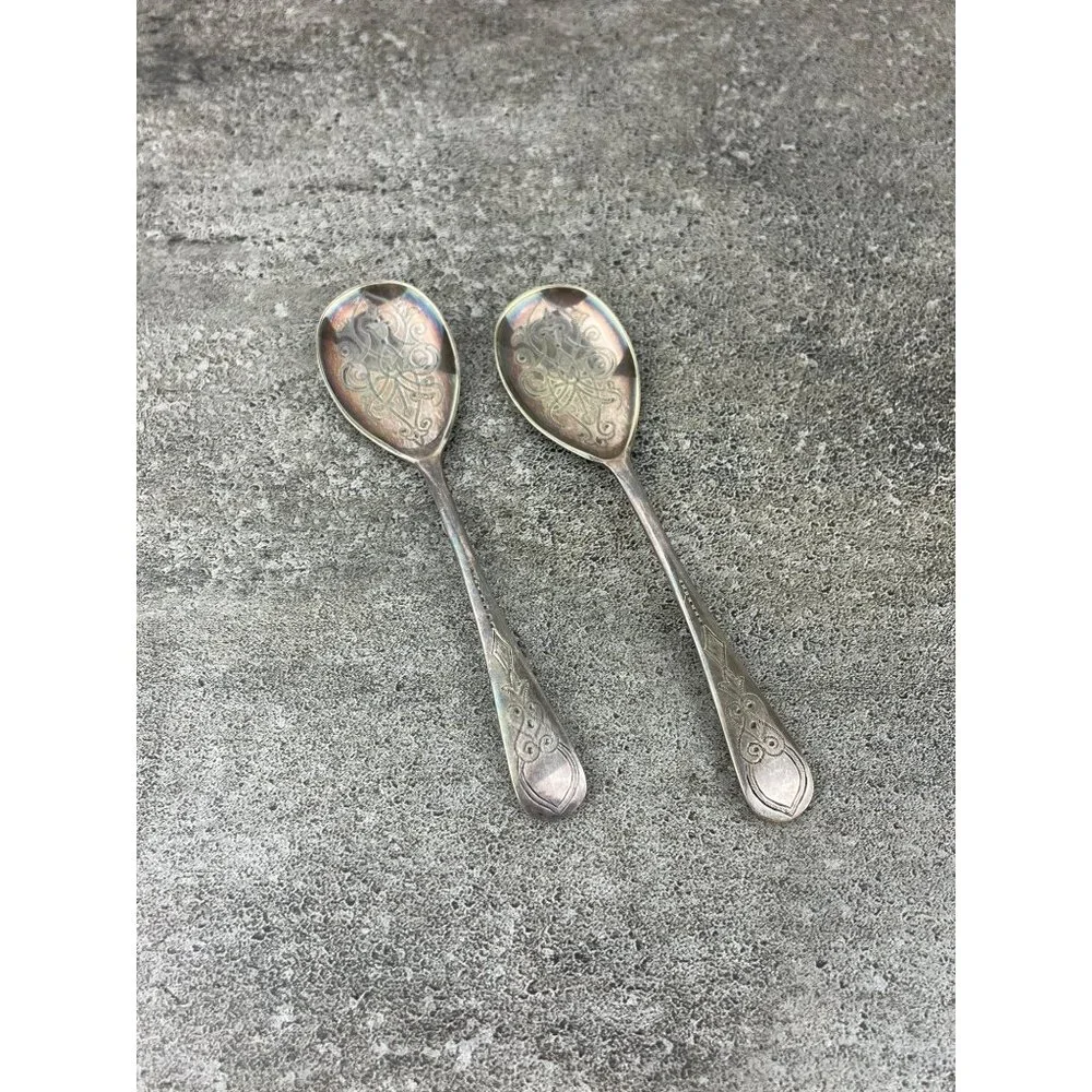 Antique Engraved Silver Plated Spoon Ornate Filigree Price Per Spoon